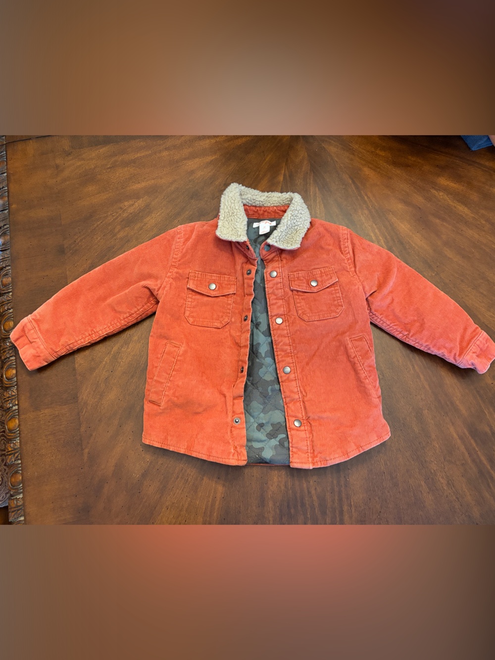Cat & Jack Rust Orange Corduroy Sherpa-Trim Jacket